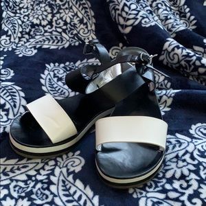 Black and white sandals